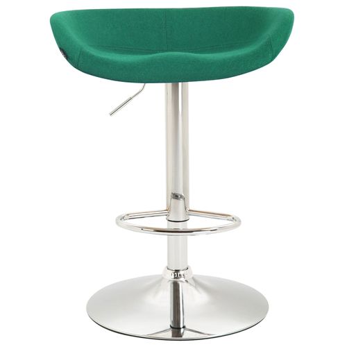 Tabouret De Bar Assise Réglable En Hauteur Et Pivotant En Feutrine Vert Pieds Tulipe En Métal Chro