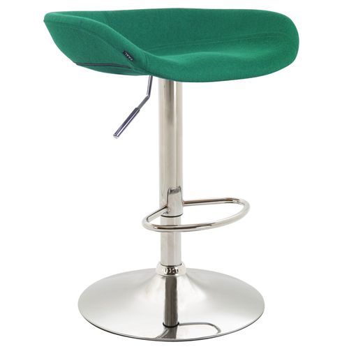 Tabouret De Bar Assise Réglable En Hauteur Et Pivotant En Feutrine Vert Pieds Tulipe En Métal Chro