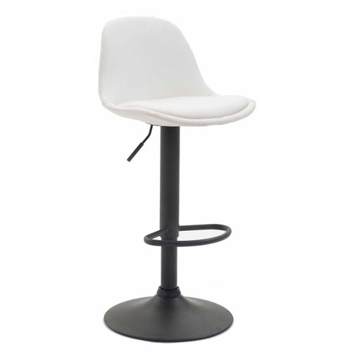 Tabouret De Bar Avec Repose-pieds Design Moderne En Synthétique Blanc Pieds En Métal Noir Mat 10_0