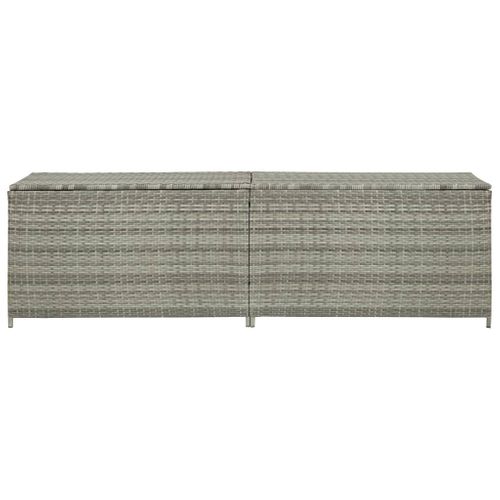 Coffre De Jardin Rangement Résine Tressée 200 X 50 X 60 Cm Gris 02_00131