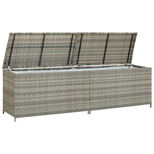 Coffre De Jardin Rangement Résine Tressée 200 X 50 X 60 Cm Gris 02_00131