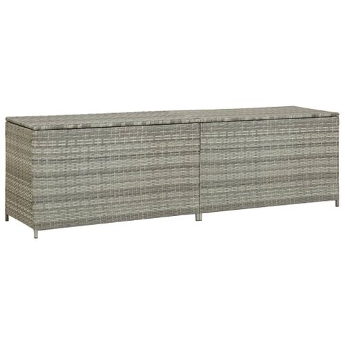 Coffre De Jardin Rangement Résine Tressée 200 X 50 X 60 Cm Gris 02_00131