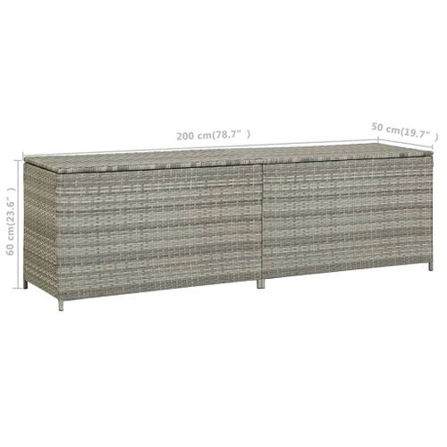 Coffre De Jardin Rangement Résine Tressée 200 X 50 X 60 Cm Gris 02_00131