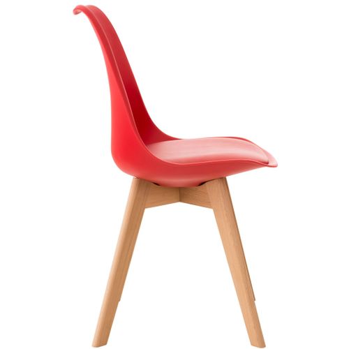 Lot De 4 Chaises De Salle à Manger Cuisine Ou Bureau En Plastique Et Synthétique Rouge Pieds