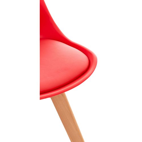 Lot De 4 Chaises De Salle à Manger Cuisine Ou Bureau En Plastique Et Synthétique Rouge Pieds