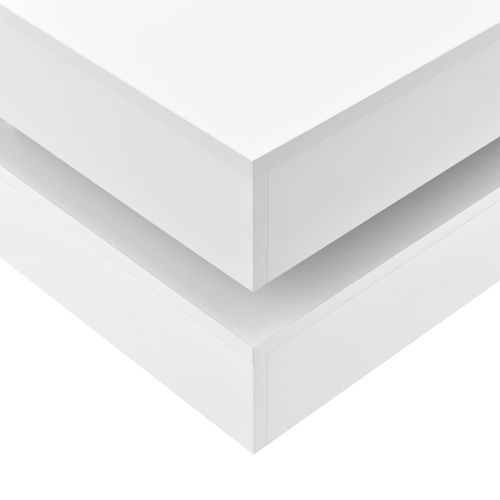 Table Basse De Salon Avec 4 Compartiments De Rangement Stockage 75 X 75 Cm 15 Mm Blan