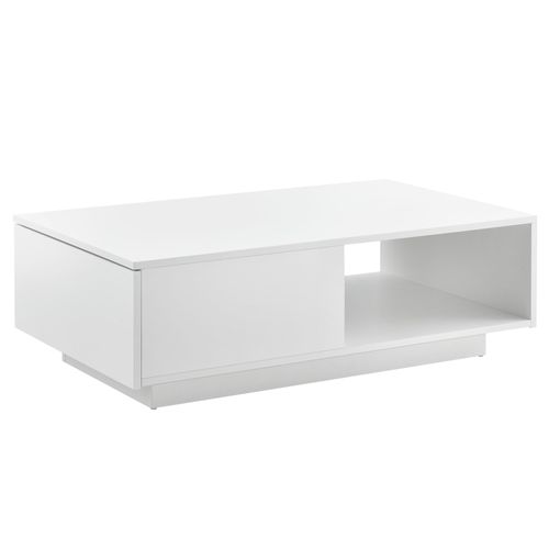 Table Basse De Salon Avec Tiroir Et Compartiment De Rangement 95 X 55 Cm 15 Mm Blanc