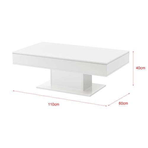 Table Basse De Salon Avec 2 Espaces De Rangement Intérieurs 40 X 110 X 60 Cm Blanc 03