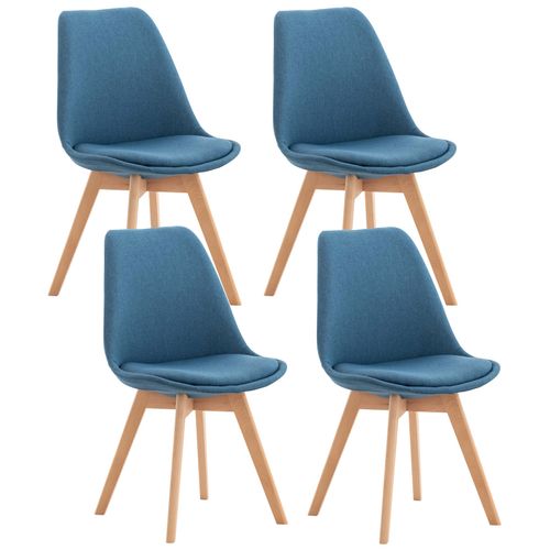 Lot De 4 Chaises De Salle à Manger Cuisine Ou Bureau En Tissu Bleu Pieds En Bois 10_0000940