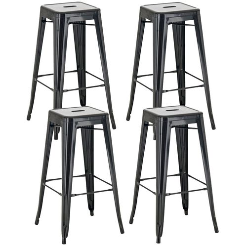 Lot De 4 Tabourets De Bar Style Industriel Avec Repose-pieds En Métal Noir 10_0000939