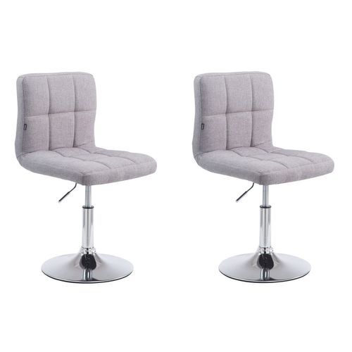Lot De 2 Chaises De Salle à Manger Style Moderne Et Design En Tissu Gris Hauteur Réglable Pivotant