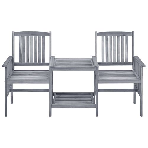 Chaises De Jardin Avec Table à Thé Et Coussins Acacia Solide Gris 02_0013337
