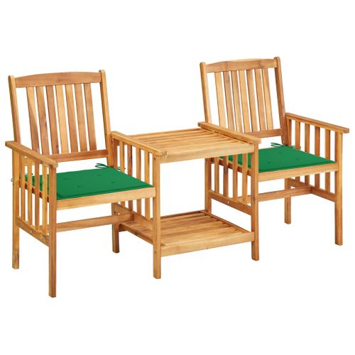 Chaises De Jardin Avec Table à Thé Et Coussins Acacia Solide 02_0013339