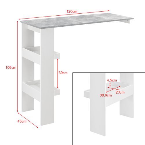 Table De Bar Stylée Avec Compartiments De Rangement Table Bistrot 120 Cm Blanc