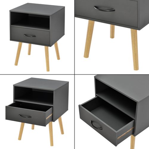 Table De Chevet De Nuit Commode à Tiroir Meuble Bas Avec Espace De Stockage 57 Cm Gri