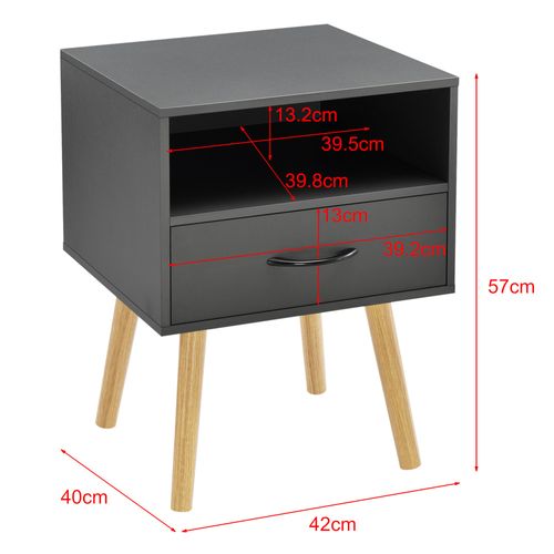 Table De Chevet De Nuit Commode à Tiroir Meuble Bas Avec Espace De Stockage 57 Cm Gri