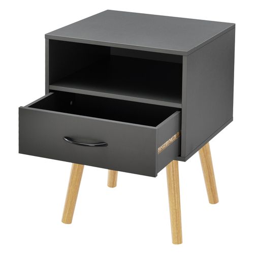 Table De Chevet De Nuit Commode à Tiroir Meuble Bas Avec Espace De Stockage 57 Cm Gri