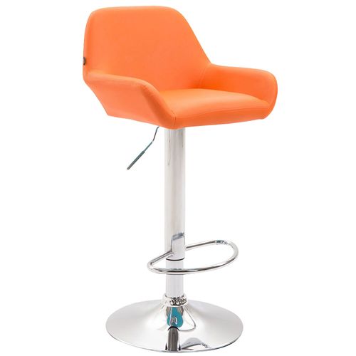 Tabouret De Bar Moderne Et Confortable En Synthétique Orange Pieds Trompette En Métal Chromé 10_00