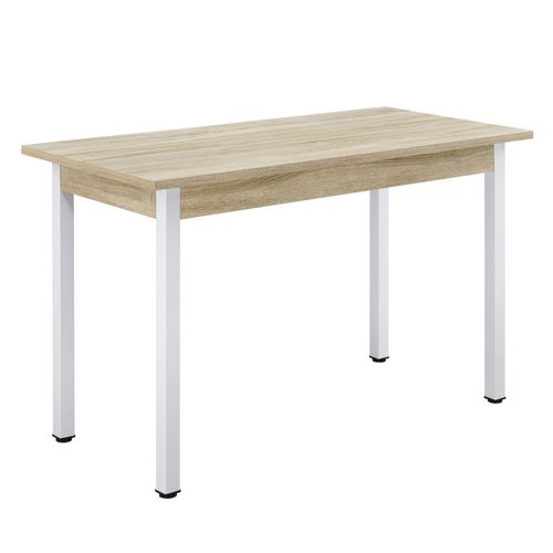Table De Salle à Manger Cuisine Bureau Mdf Mélaminé Acier 120 Cm Beige Blanc 03_0006