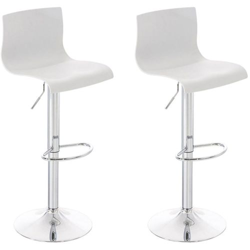 Set De 2 Tabourets De Bar Avec Repose-pieds Plastique Blanc Design Moderne Hauteur Réglable 10_000