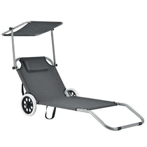 Transat Avec Brise-soleil Et Avec Roulettes Bain De Soleil Polyester Et Acier Revêtu