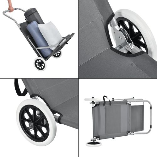 Transat Avec Brise-soleil Et Avec Roulettes Bain De Soleil Polyester Et Acier Revêtu