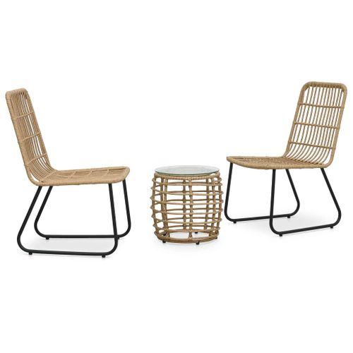 Ensemble De Bistro Jardin Meuble Extérieur Terrasse 3 Pièces Résine Tressée Chêne 02_