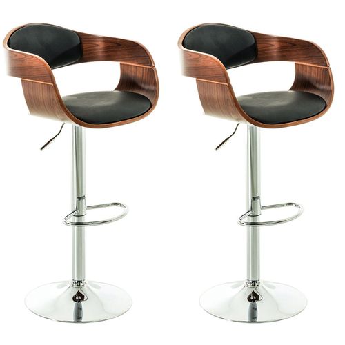 Set De 2 Chaises Hautes Tabouret De Bar Avec Repose-pied Design Moderne Bois Et Synthétique Noir