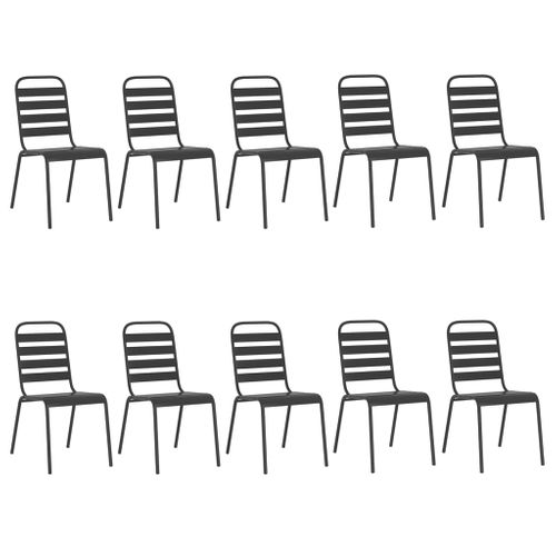 Ensemble De Salle à Manger De Jardin Meuble Extérieur 11 Pièces Anthracite Acier 02_0