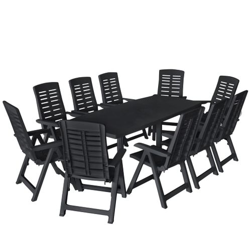 Ensemble De Salle à Manger De Jardin Meuble Extérieur 11 Pièces Plastique Anthracite