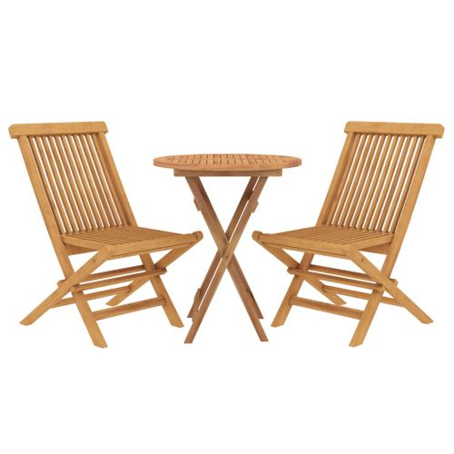 Ensemble De Salle à Manger De Jardin Meuble Extérieur 3 Pièces Bois De Teck Massif 02