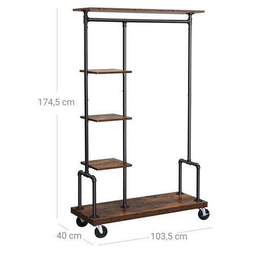 Portant à Vêtements Mobile Vestiaire Sur Roulettes Meuble D’entrée Portant à Vêtement