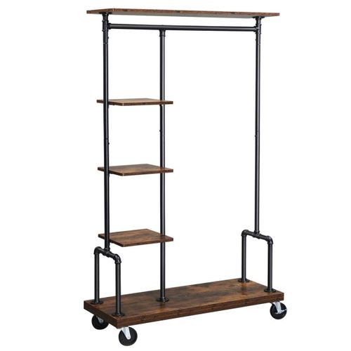 Portant à Vêtements Mobile Vestiaire Sur Roulettes Meuble D’entrée Portant à Vêtement