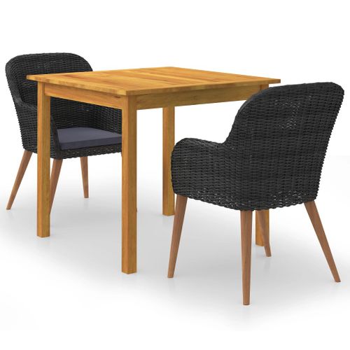 Ensemble De Salle à Manger De Jardin Meuble Extérieur 3 Pièces Noir 02_0013658