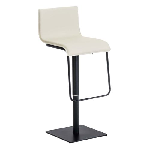 Tabouret De Bar X1 Chaise Haute Siège Pivotant En Pvc Crème Support Métal Noir Mat 10_0000720
