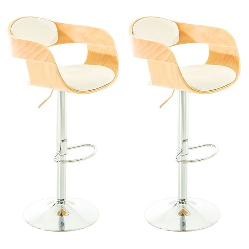 Set De 2 Chaises Hautes Tabouret De Bar Avec Repose-pied Design Moderne Bois Clair Et Synthétique