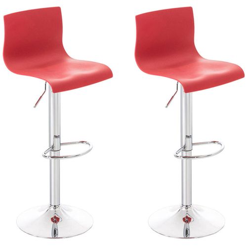 Lot De 2 Tabourets De Bar Design Classique Hauteur Réglable En Plastique Rouge Et Métal Chromé 10_