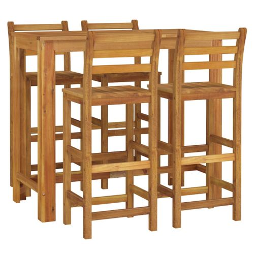 Ensemble De Salle à Manger De Jardin Meuble Extérieur 5 Pièces Bois D'acacia Solide 0