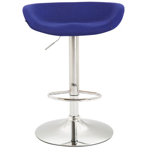 Tabouret De Bar Assise Réglable En Hauteur Et Pivotant En Feutrine Bleu Pieds Tulipe En Métal