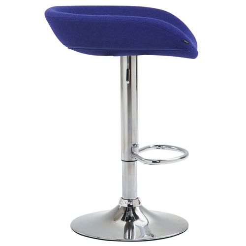 Tabouret De Bar Assise Réglable En Hauteur Et Pivotant En Feutrine Bleu Pieds Tulipe En Métal