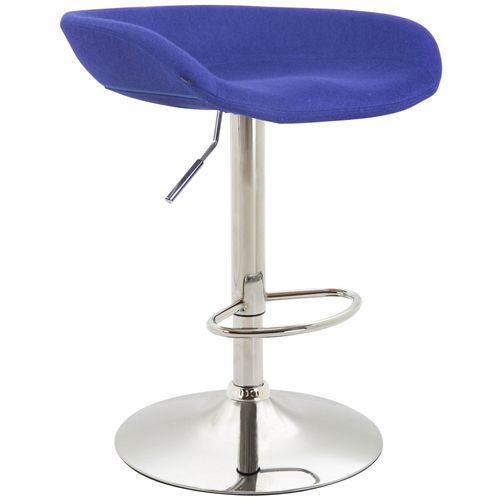 Tabouret De Bar Assise Réglable En Hauteur Et Pivotant En Feutrine Bleu Pieds Tulipe En Métal
