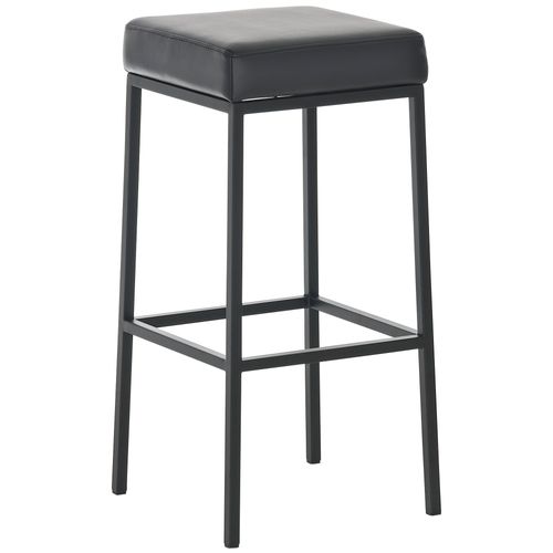 Tabouret De Bar Design Moderne En Synthétique Noir Pieds Forme Carré Métal Noir Mat 10_0000627