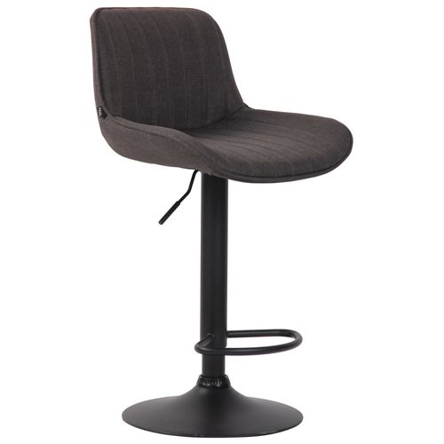 Tabouret De Bar Chaise Haute X1 En Tissu Gris Foncé Coutures Verticales Support En Métal Noir 10_0