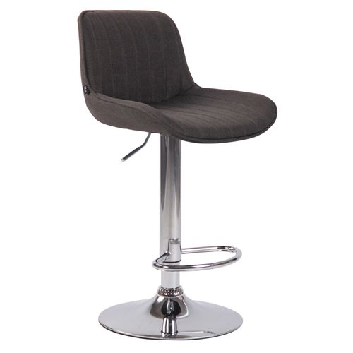 Tabouret De Bar Chaise Haute X1 En Tissu Gris Foncé Coutures Verticales Support En Métal Chromé 10