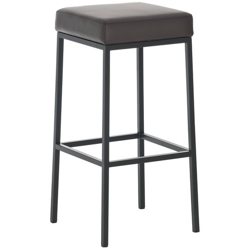 Tabouret De Bar En Synthétique Marron Pieds En Métal Noir Design Moderne 10_0000429