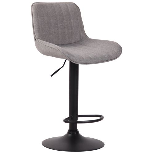 Tabouret De Bar En Tissu Gris Pied Métal Noir Siège Rembourré Et Matelassé 10_0000426