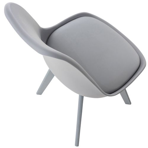 Lot De 4 Chaises De Salle à Manger Cuisine Ou Bureau En Plastique Et Synthétique Gris Pieds En Bois