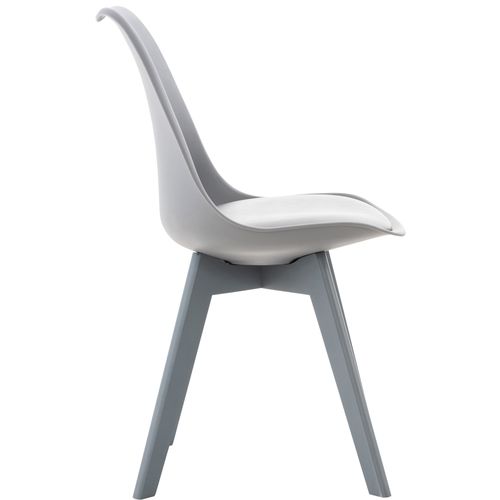 Lot De 4 Chaises De Salle à Manger Cuisine Ou Bureau En Plastique Et Synthétique Gris Pieds En Bois
