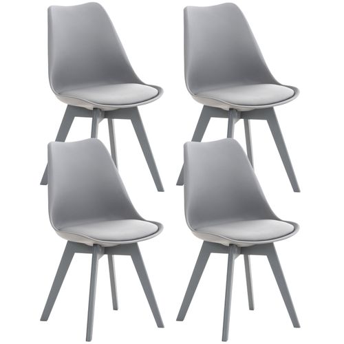 Lot De 4 Chaises De Salle à Manger Cuisine Ou Bureau En Plastique Et Synthétique Gris Pieds En Bois