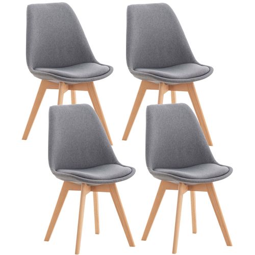 Lot De 4 Chaises De Salle à Manger Cuisine Ou Bureau En Tissu Gris Clair Pieds En Bois 10_0000367